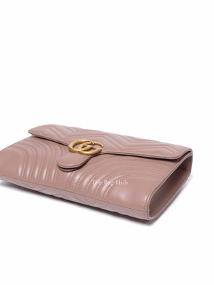 Gucci Porcelain Rose Calfskin Matelasse GG Marmont Clutch Bag