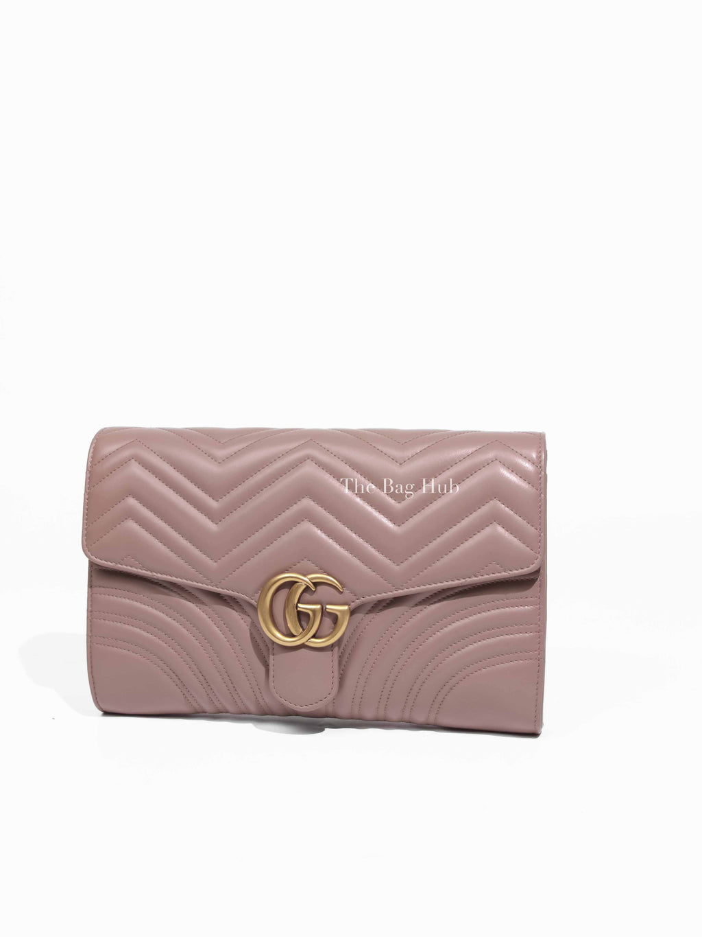 Gucci Porcelain Rose Calfskin Matelasse GG Marmont Clutch Bag