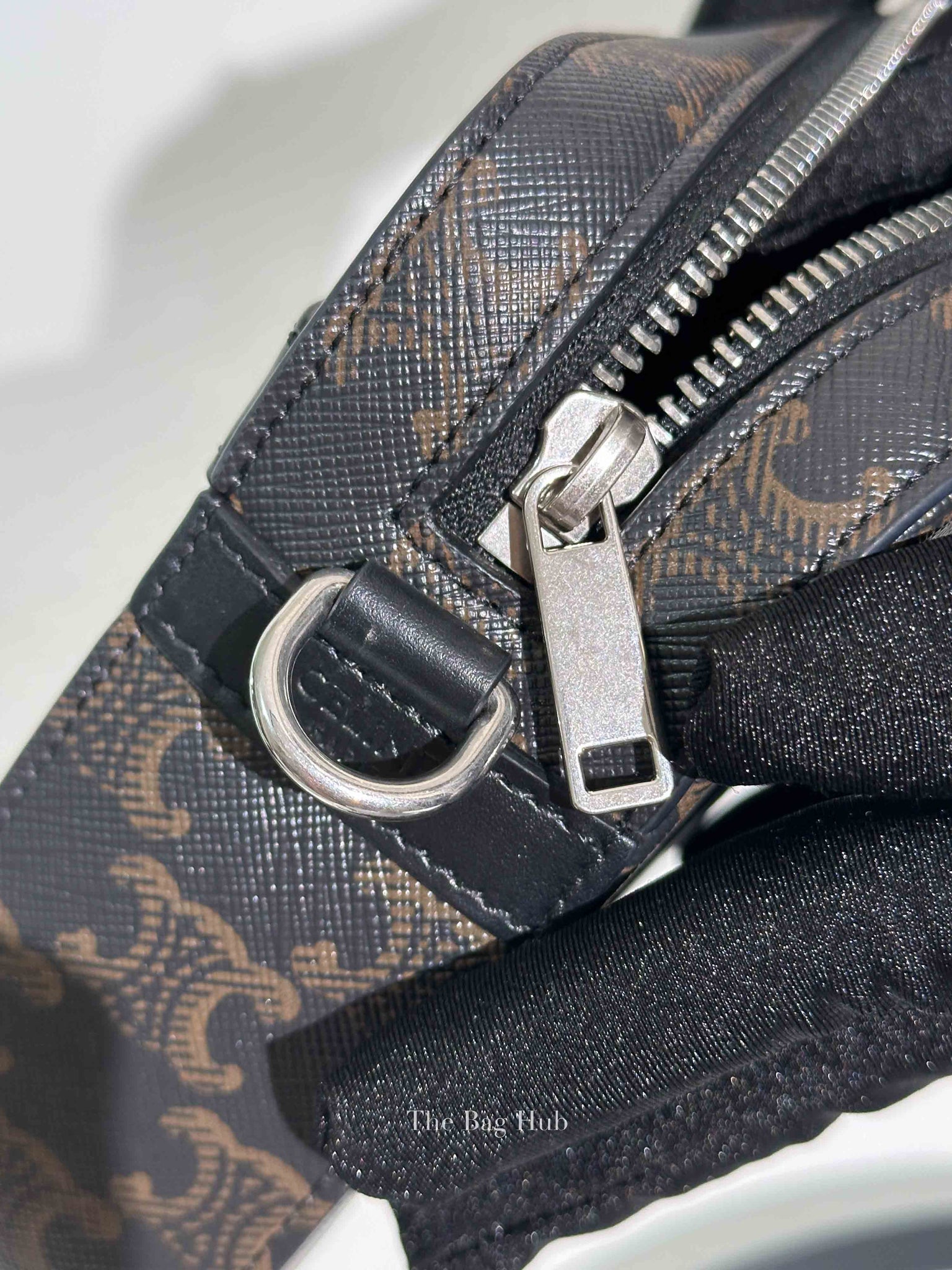 Celine Black Canvas/Calfskin Triomphe Messenger Small Bag