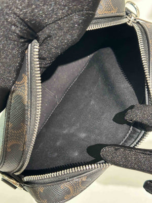 Celine Black Canvas/Calfskin Triomphe Messenger Small Bag