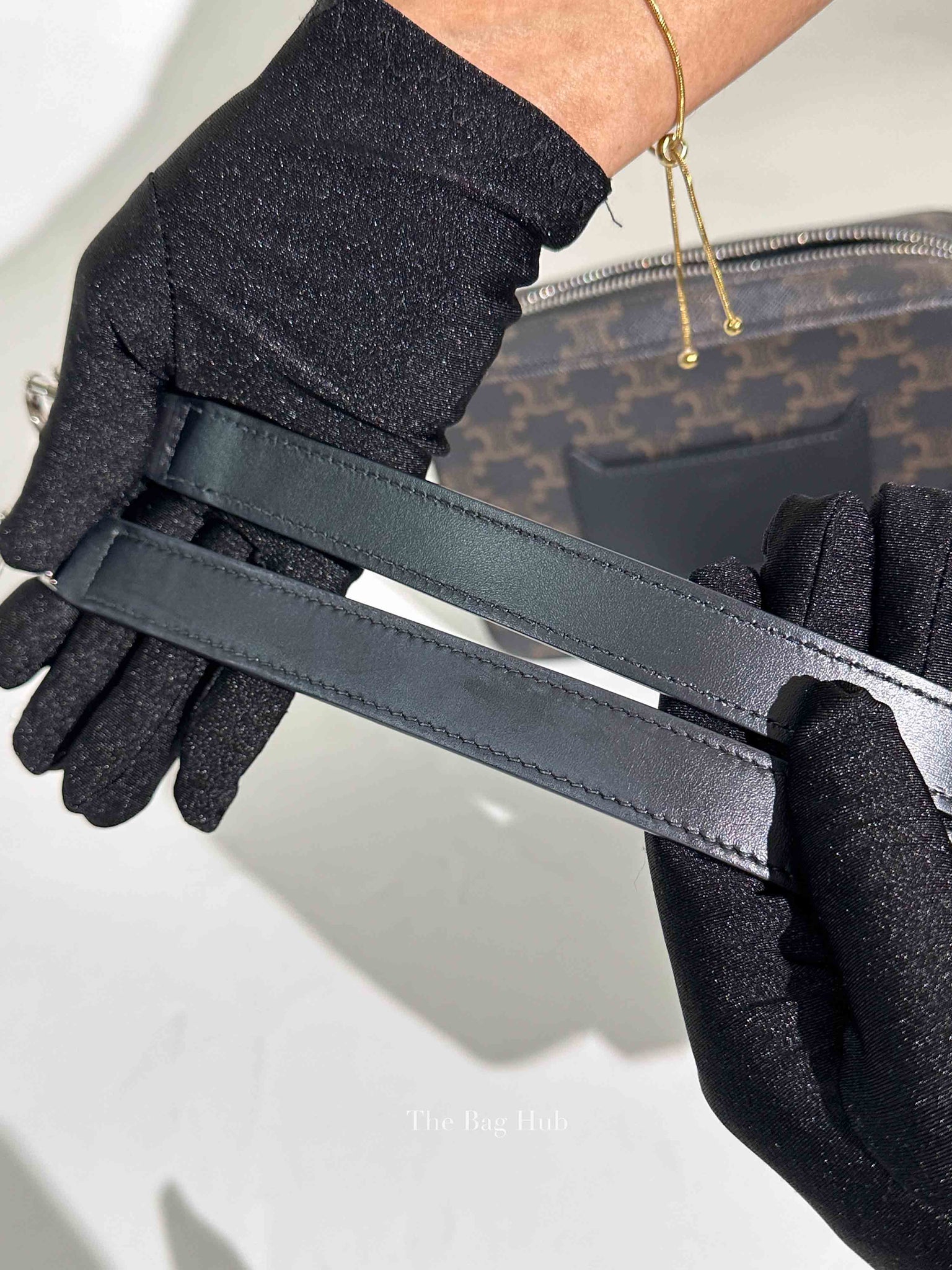 Celine Black Canvas/Calfskin Triomphe Messenger Small Bag