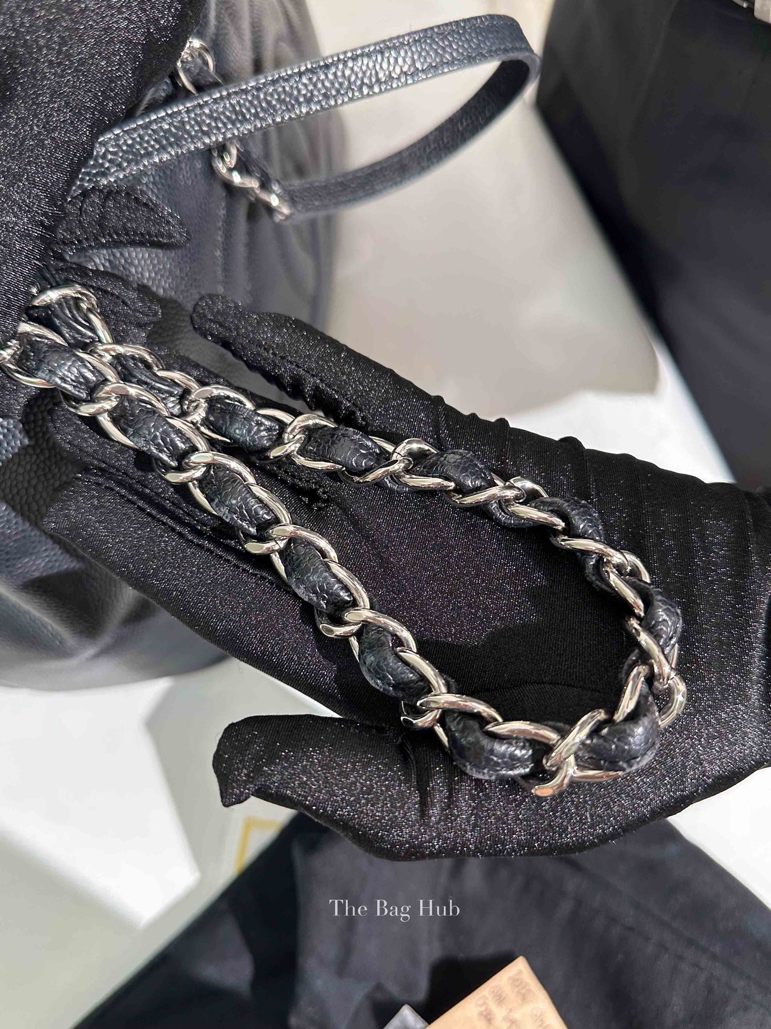 Chanel Black Caviar Leather CC Timeless Tote Bag SHW