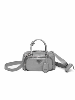 Prada Ardesia Nappa Antique Bauletto Two Way Bag 1BB099