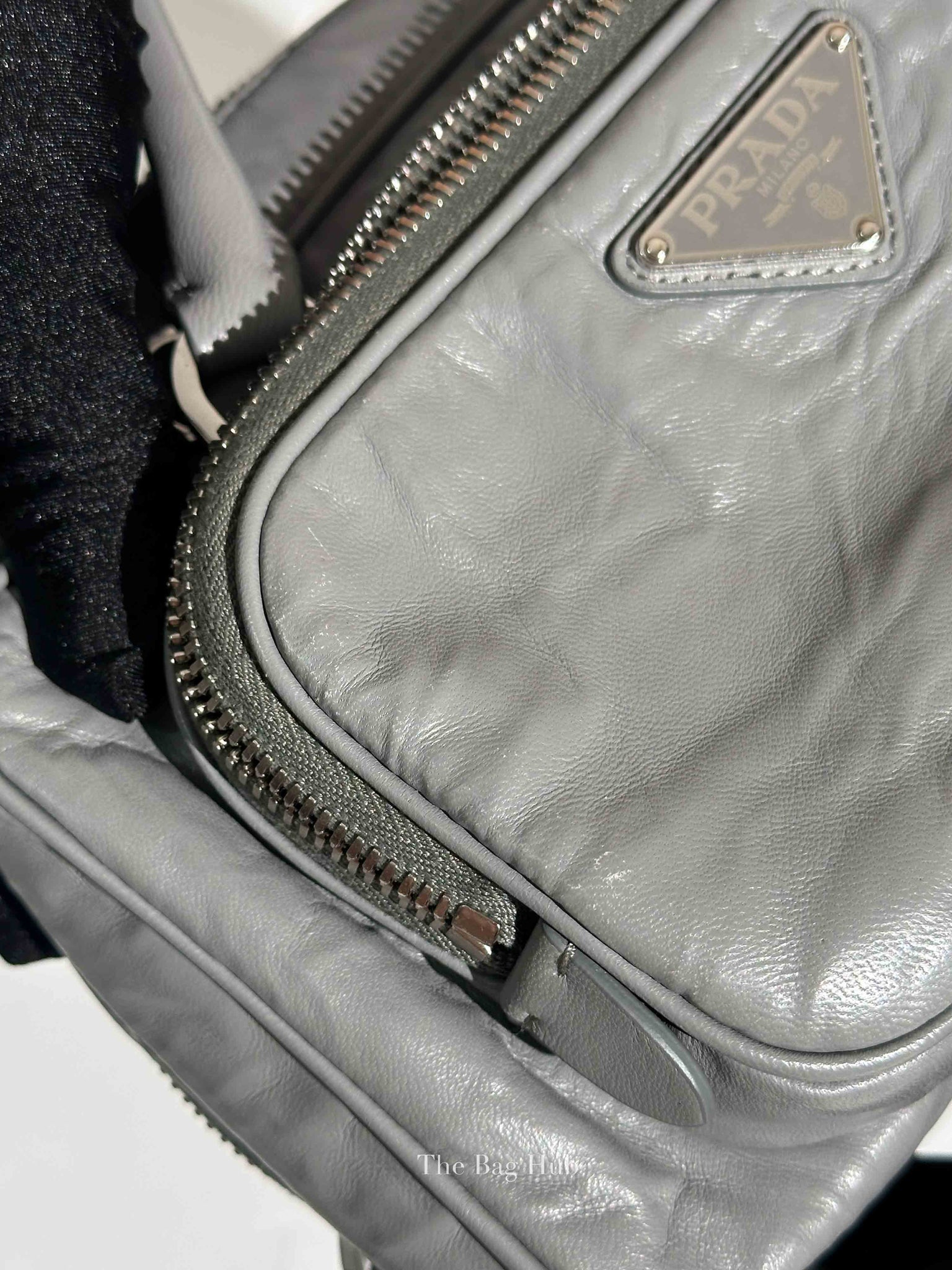 Prada Ardesia Nappa Antique Bauletto Two Way Bag 1BB099