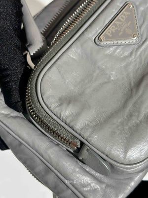 Prada Ardesia Nappa Antique Bauletto Two Way Bag 1BB099