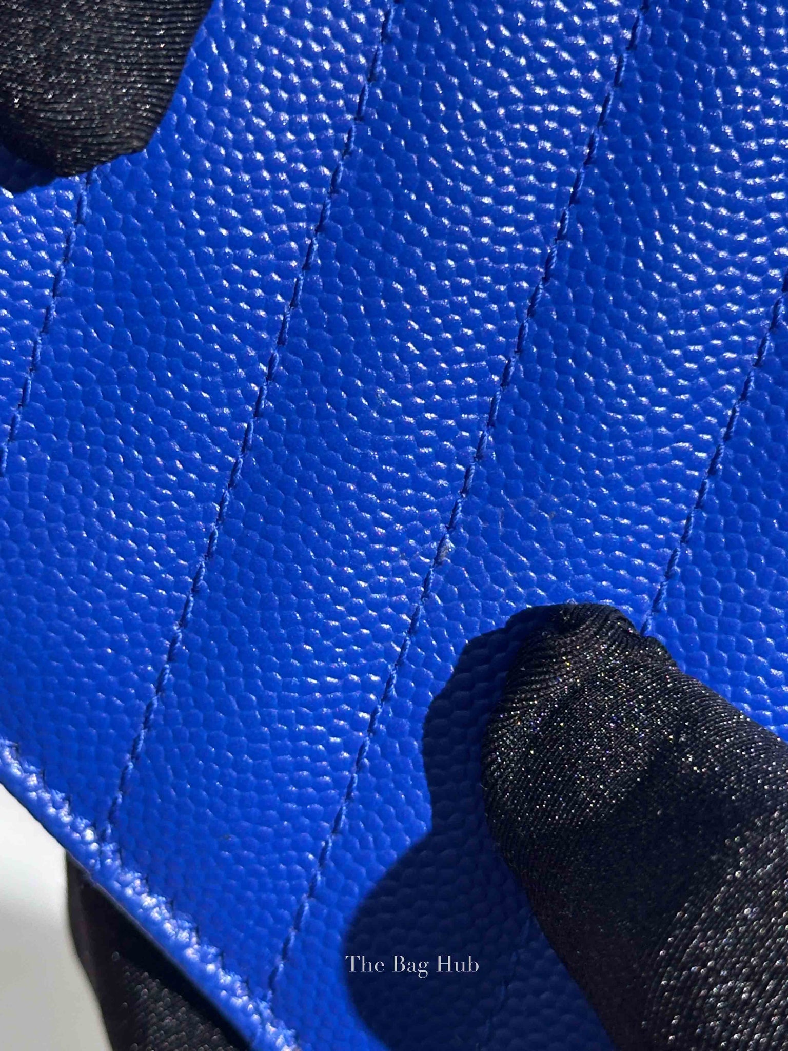 Saint Laurent Blue Grained Leather Classic Cassandre Chain Wallet