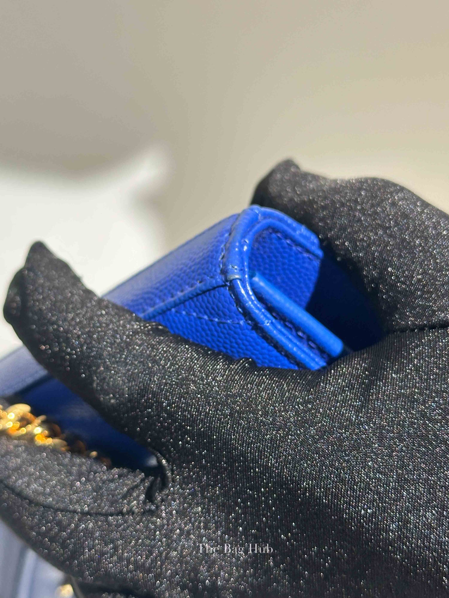 Saint Laurent Blue Grained Leather Classic Cassandre Chain Wallet