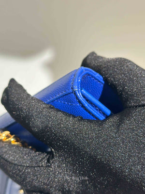 Saint Laurent Blue Grained Leather Classic Cassandre Chain Wallet