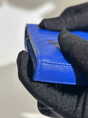 Saint Laurent Blue Grained Leather Classic Cassandre Chain Wallet