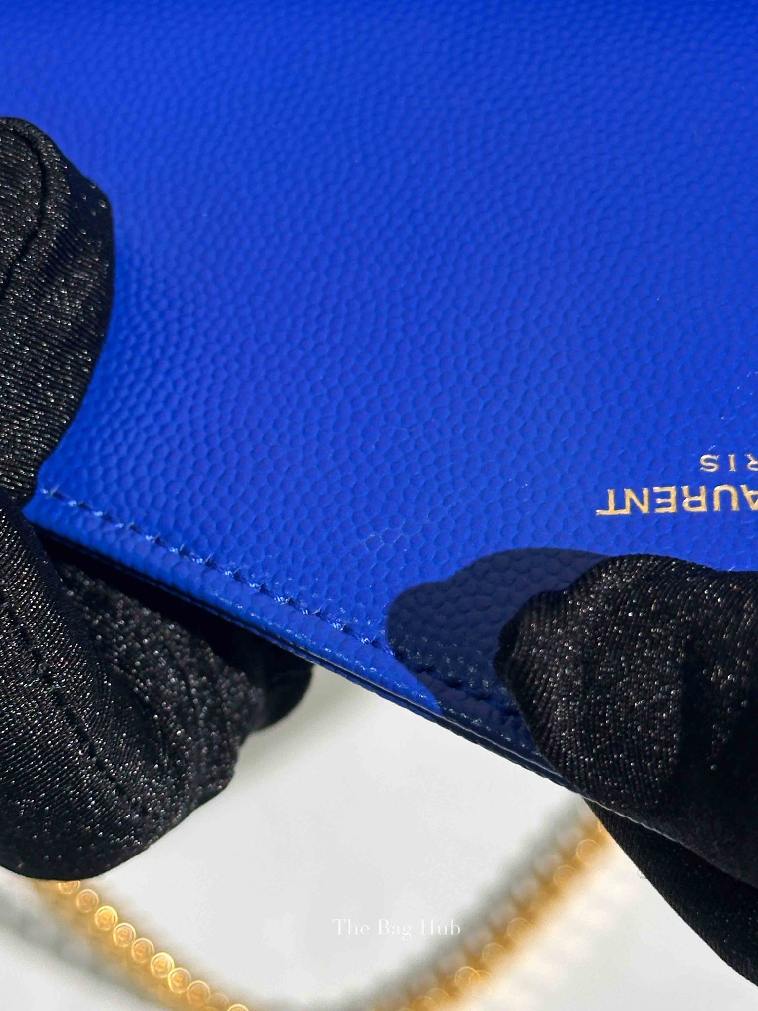 Saint Laurent Blue Grained Leather Classic Cassandre Chain Wallet