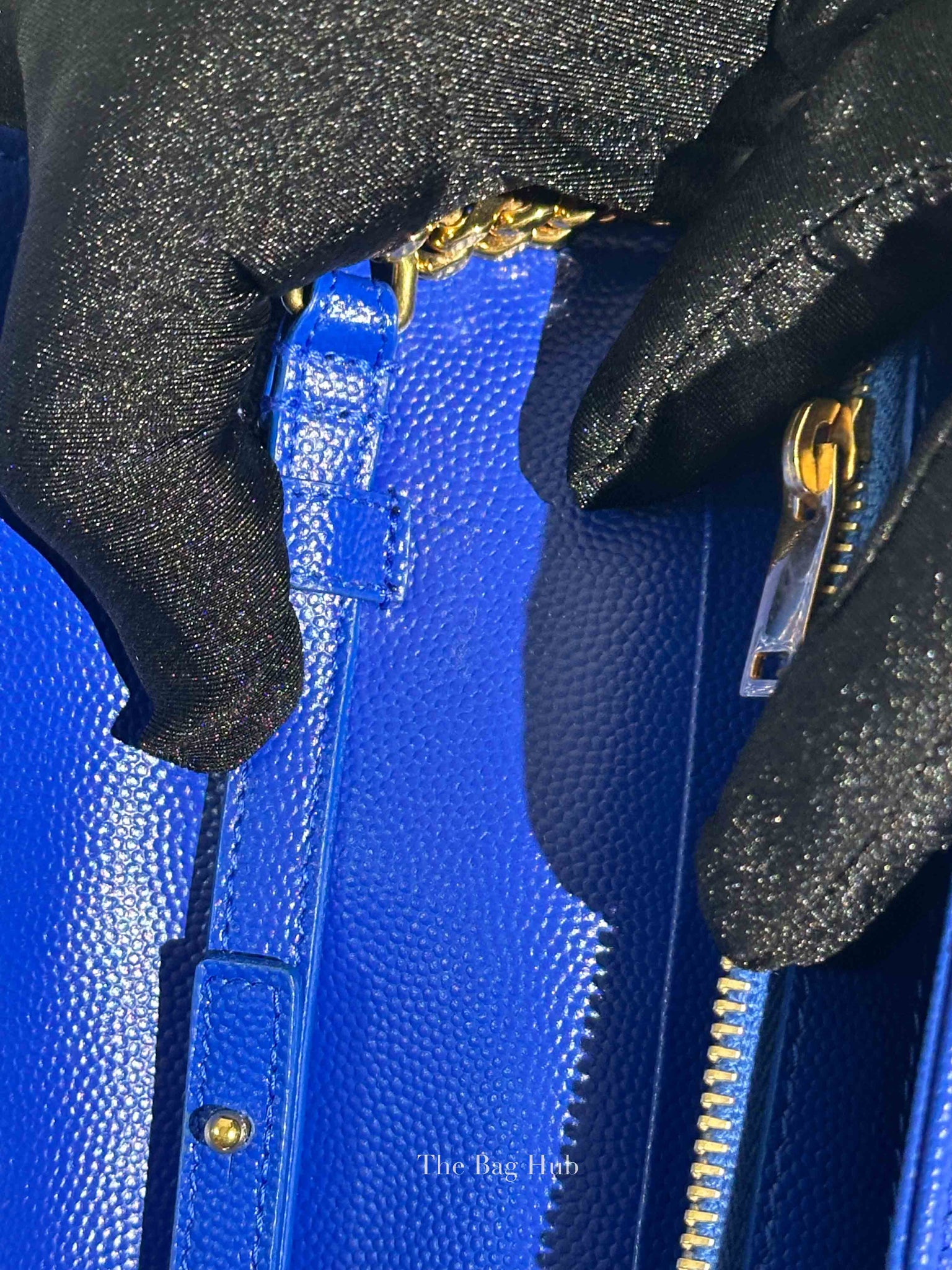 Saint Laurent Blue Grained Leather Classic Cassandre Chain Wallet