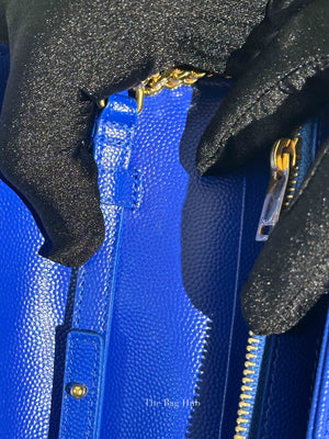Saint Laurent Blue Grained Leather Classic Cassandre Chain Wallet