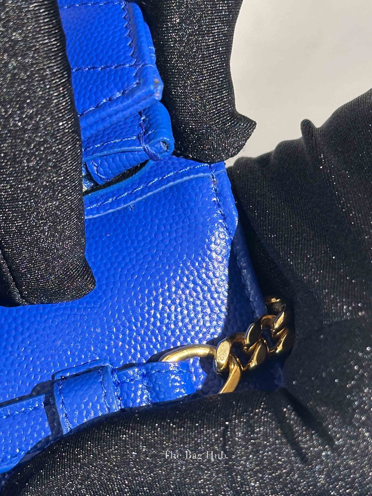 Saint Laurent Blue Grained Leather Classic Cassandre Chain Wallet