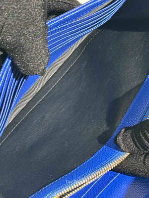 Saint Laurent Blue Grained Leather Classic Cassandre Chain Wallet