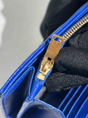 Saint Laurent Blue Grained Leather Classic Cassandre Chain Wallet