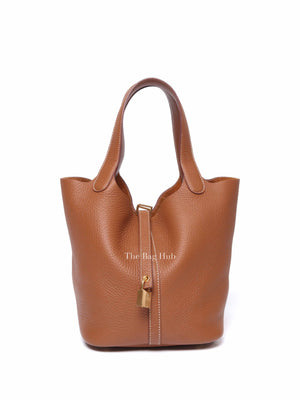 Hermes Gold Taurillon Clemence Picotin 22 Hand Bag GHW