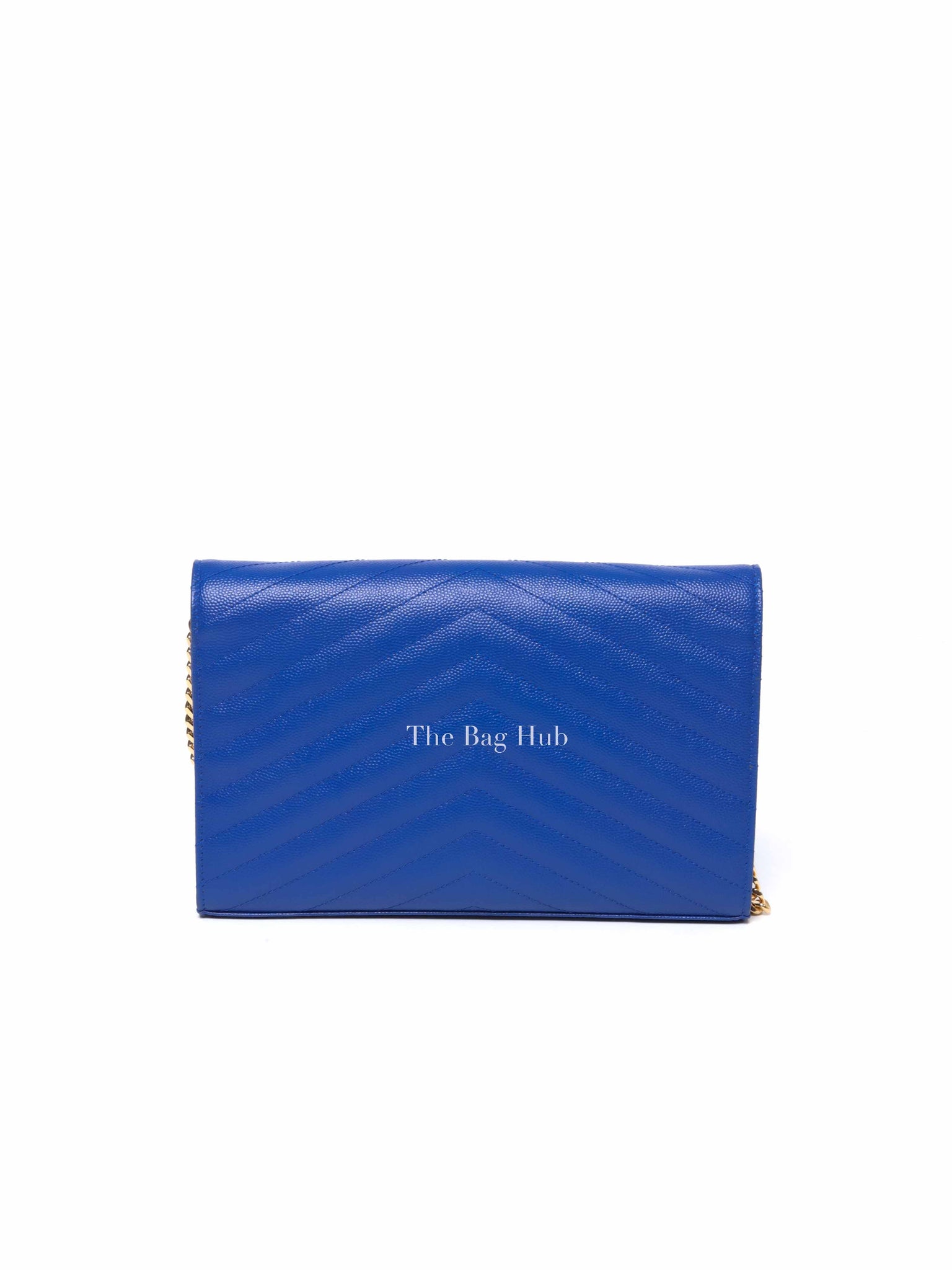 Saint Laurent Blue Grained Leather Classic Cassandre Chain Wallet