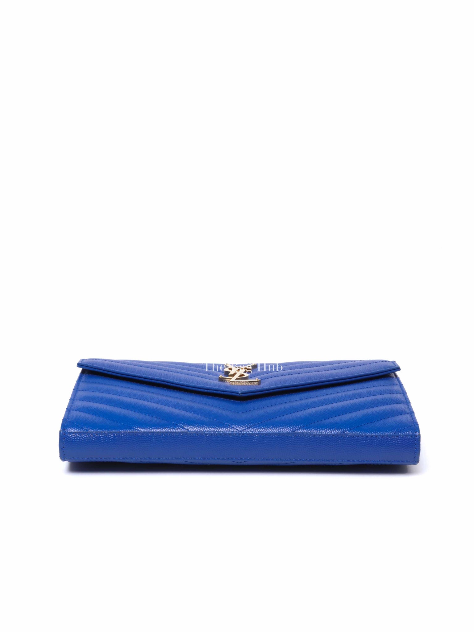 Saint Laurent Blue Grained Leather Classic Cassandre Chain Wallet