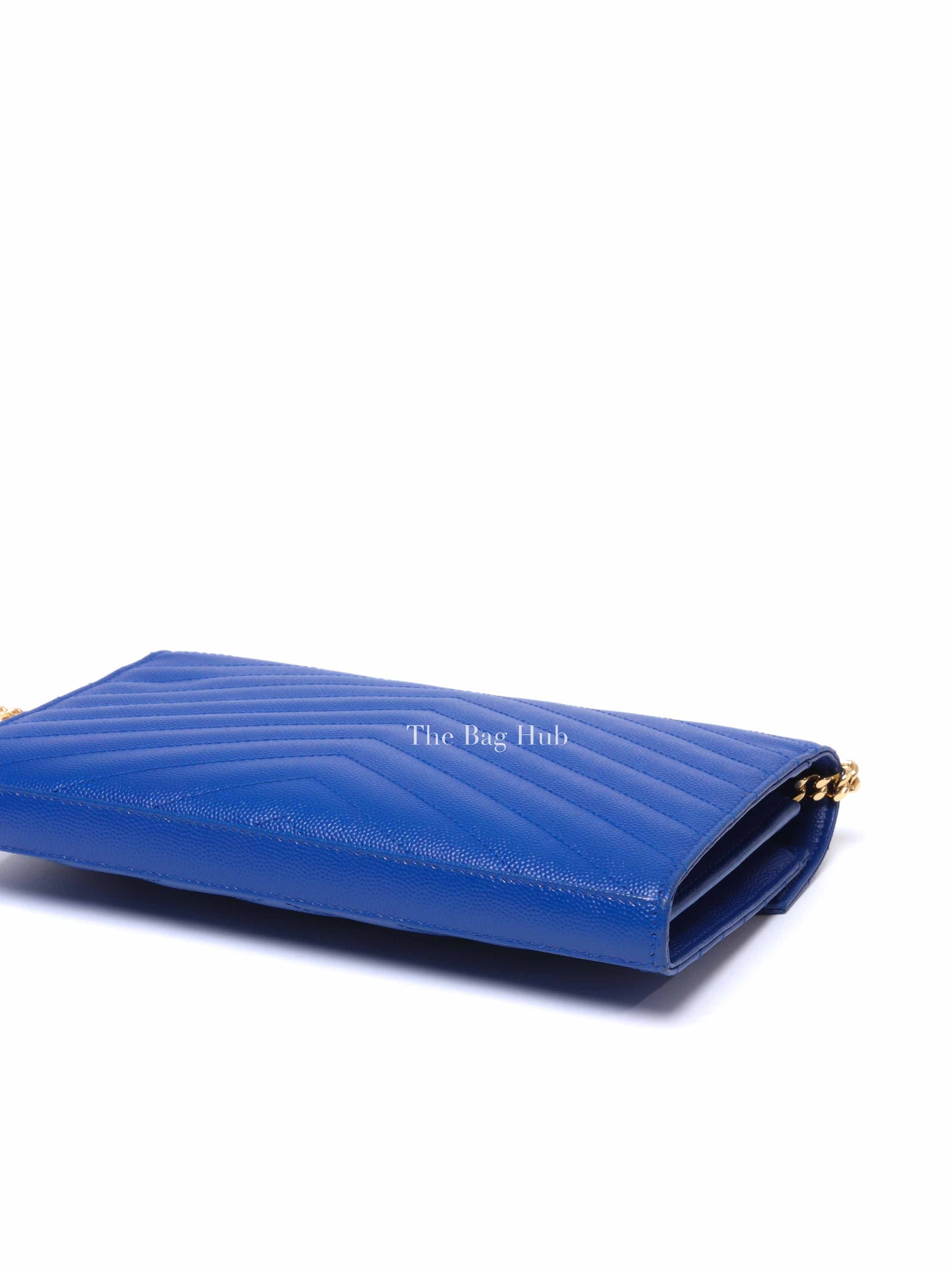 Saint Laurent Blue Grained Leather Classic Cassandre Chain Wallet