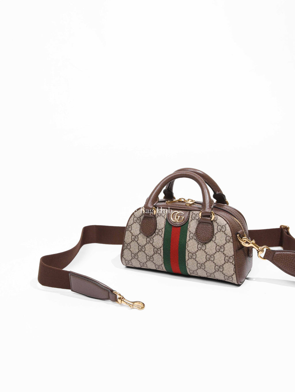 Gucci Beige Ebony New Acero GG Supreme Mini Ophidia Top Handle Bag