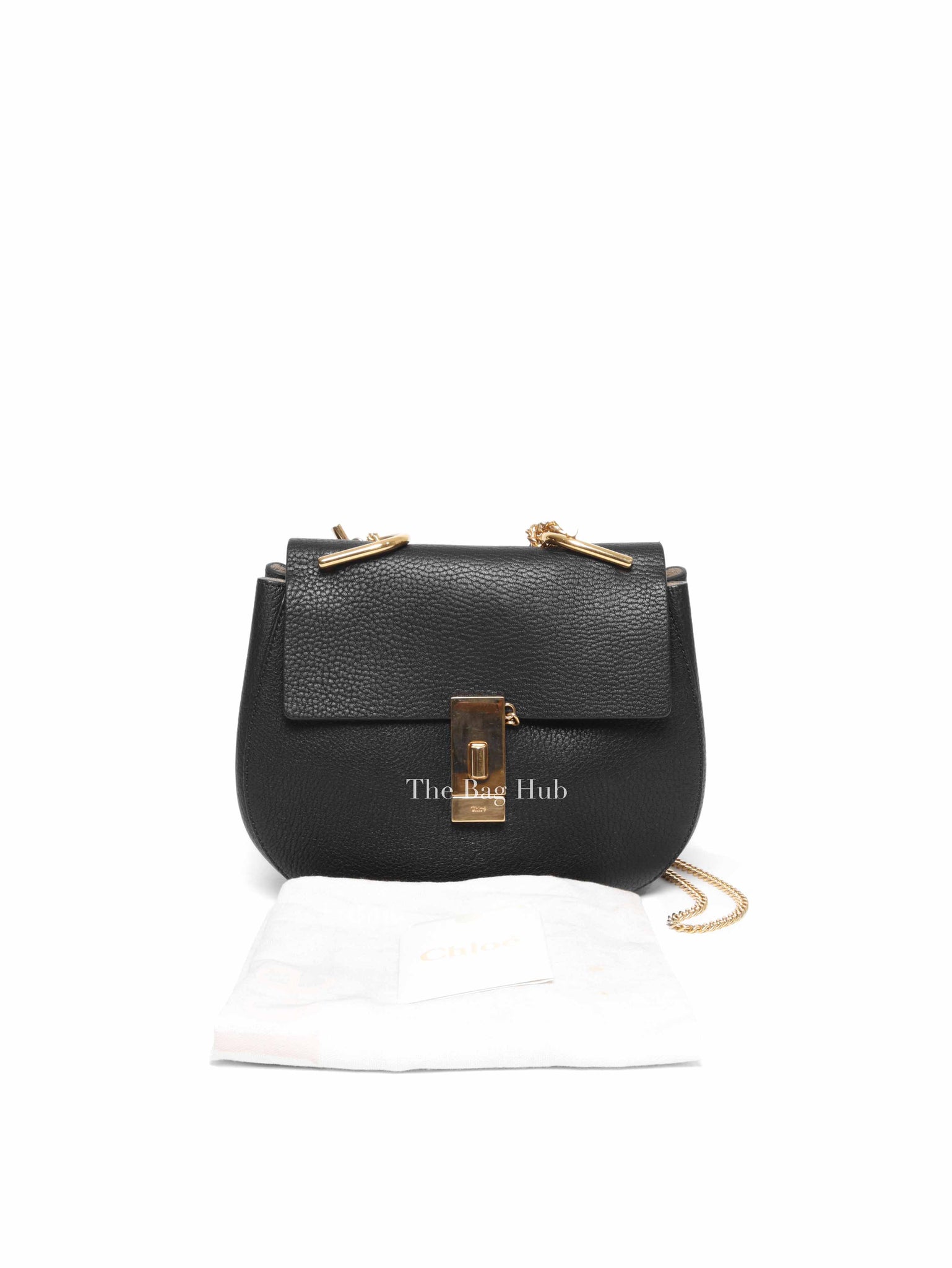 Chloe Black Pebbled Leather Drew Mini Bag