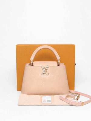 Louis Vuitton Metallic Pink Yellow Leather Seashell Capucines BB Bag