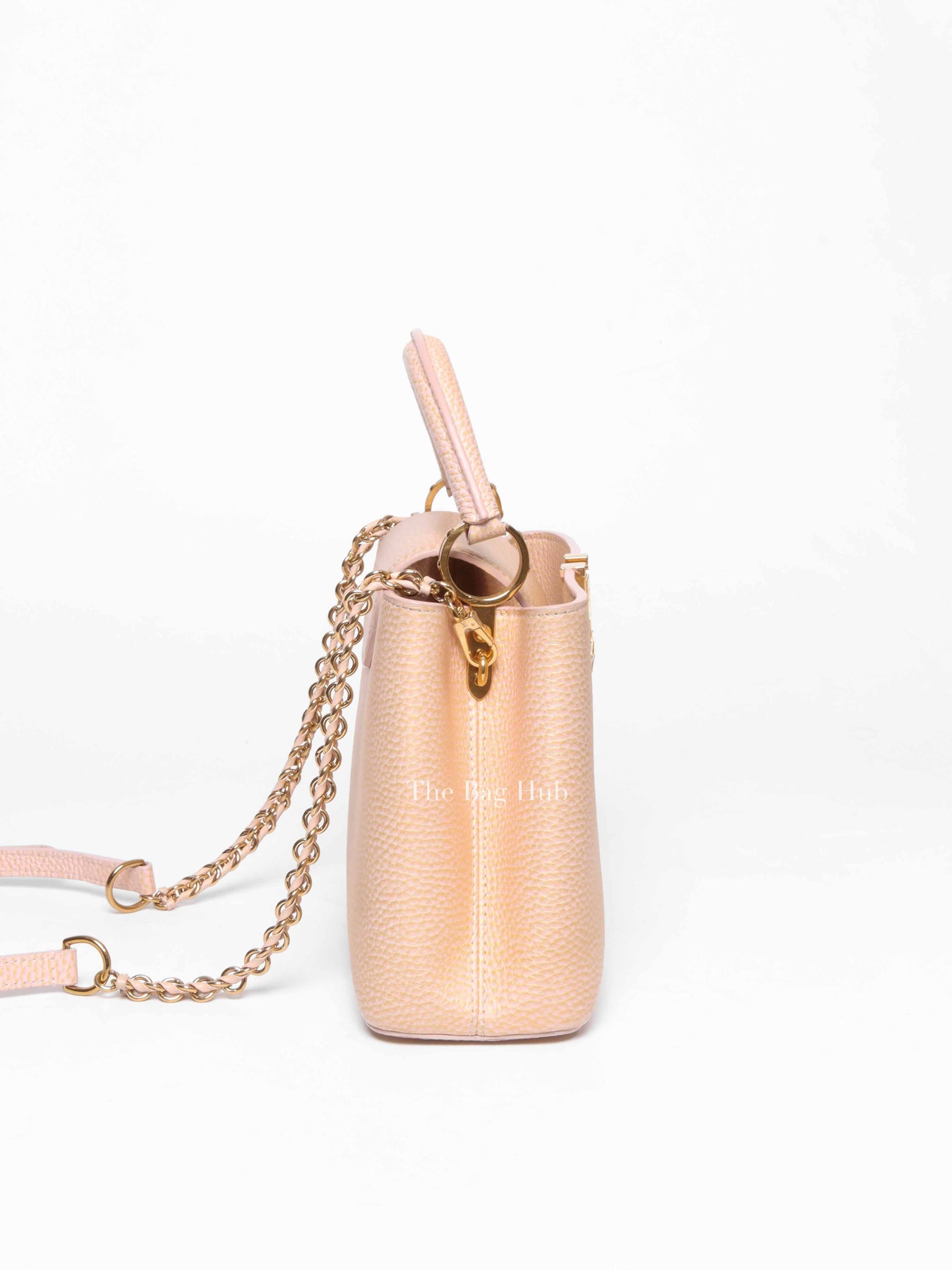 Louis Vuitton Metallic Pink Yellow Leather Seashell Capucines BB Bag