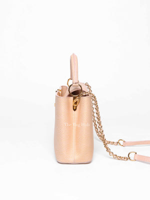 Louis Vuitton Metallic Pink Yellow Leather Seashell Capucines BB Bag