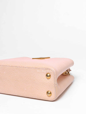 Louis Vuitton Metallic Pink Yellow Leather Seashell Capucines BB Bag