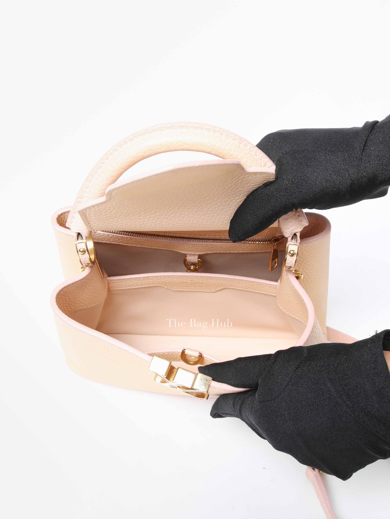 Louis Vuitton Metallic Pink Yellow Leather Seashell Capucines BB Bag