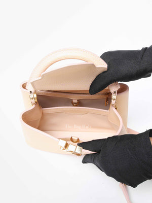 Louis Vuitton Metallic Pink Yellow Leather Seashell Capucines BB Bag