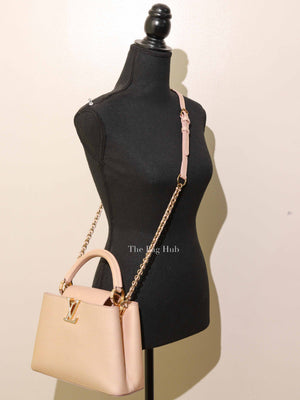Louis Vuitton Metallic Pink Yellow Leather Seashell Capucines BB Bag