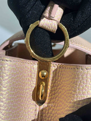 Louis Vuitton Metallic Pink Yellow Leather Seashell Capucines BB Bag