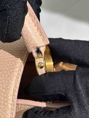 Louis Vuitton Metallic Pink Yellow Leather Seashell Capucines BB Bag