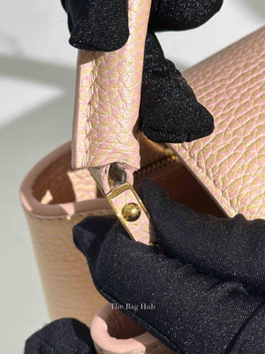 Louis Vuitton Metallic Pink Yellow Leather Seashell Capucines BB Bag