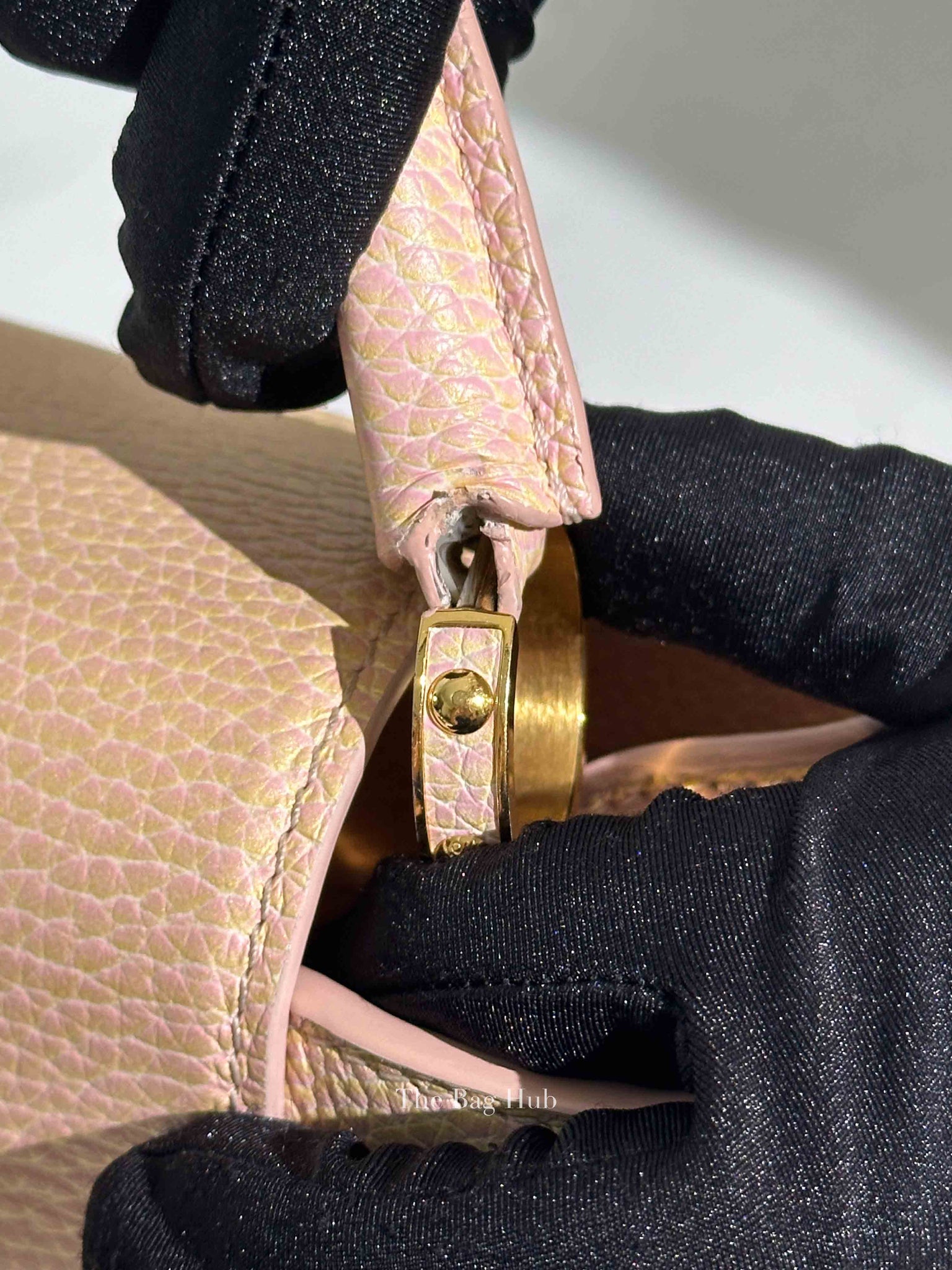 Louis Vuitton Metallic Pink Yellow Leather Seashell Capucines BB Bag