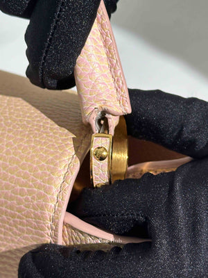 Louis Vuitton Metallic Pink Yellow Leather Seashell Capucines BB Bag