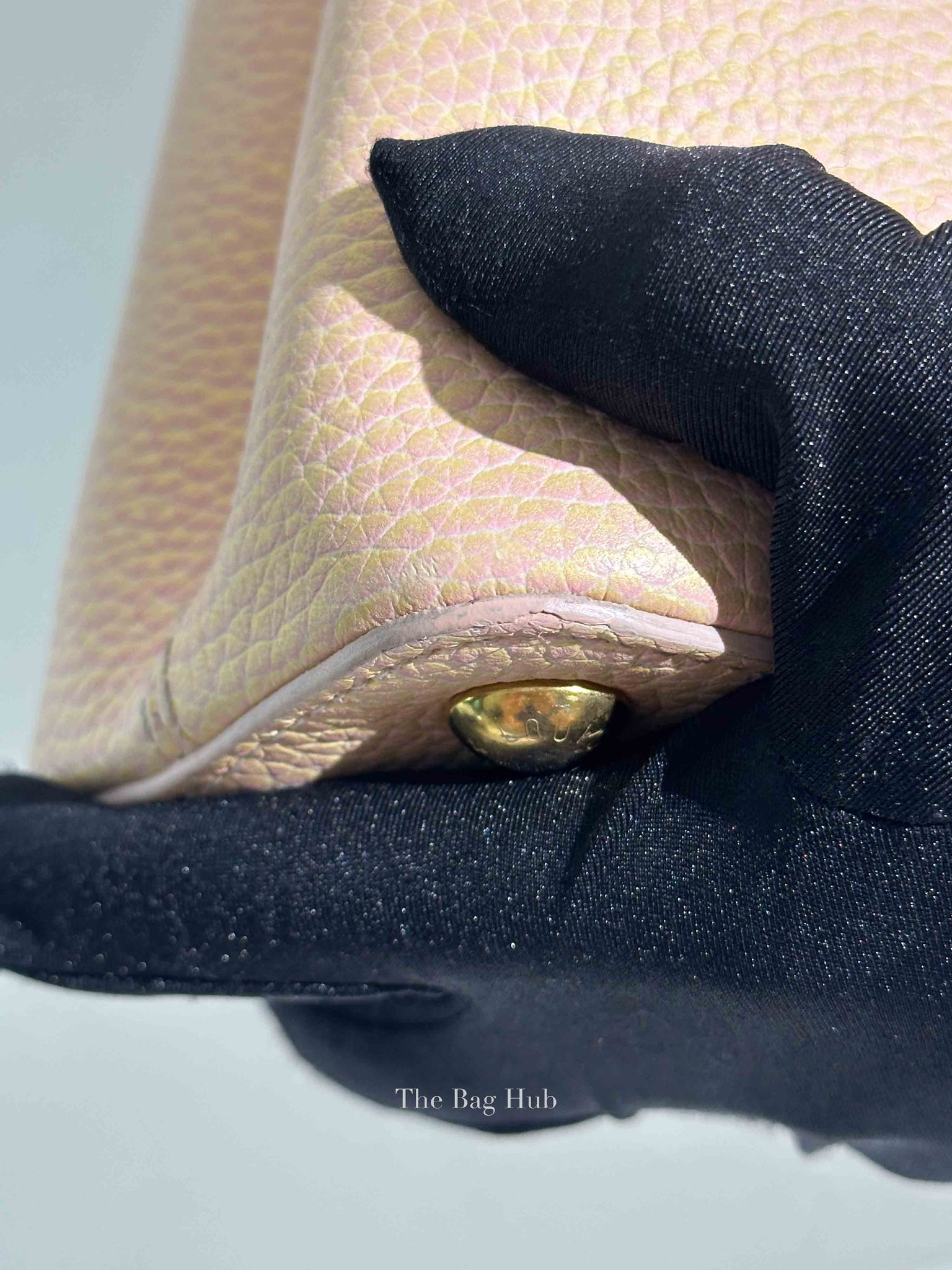 Louis Vuitton Metallic Pink Yellow Leather Seashell Capucines BB Bag