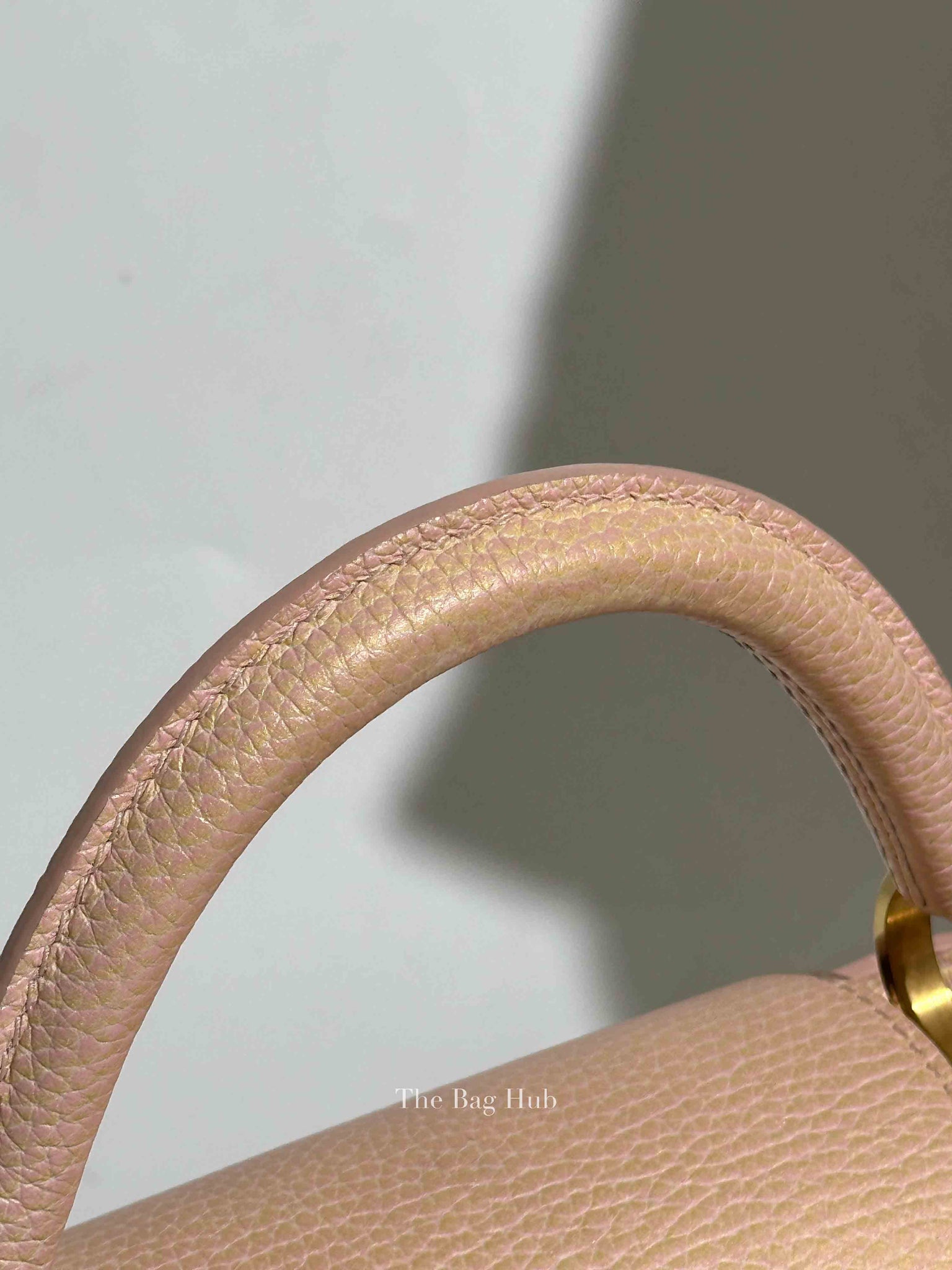 Louis Vuitton Metallic Pink Yellow Leather Seashell Capucines BB Bag