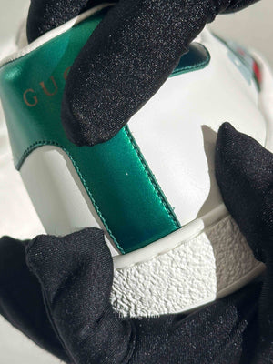 Gucci White Leather Gucci Band Embroidery Ace Low-Top Sneakers Size 8.5