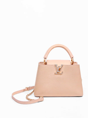 Louis Vuitton Metallic Pink Yellow Leather Seashell Capucines BB Bag