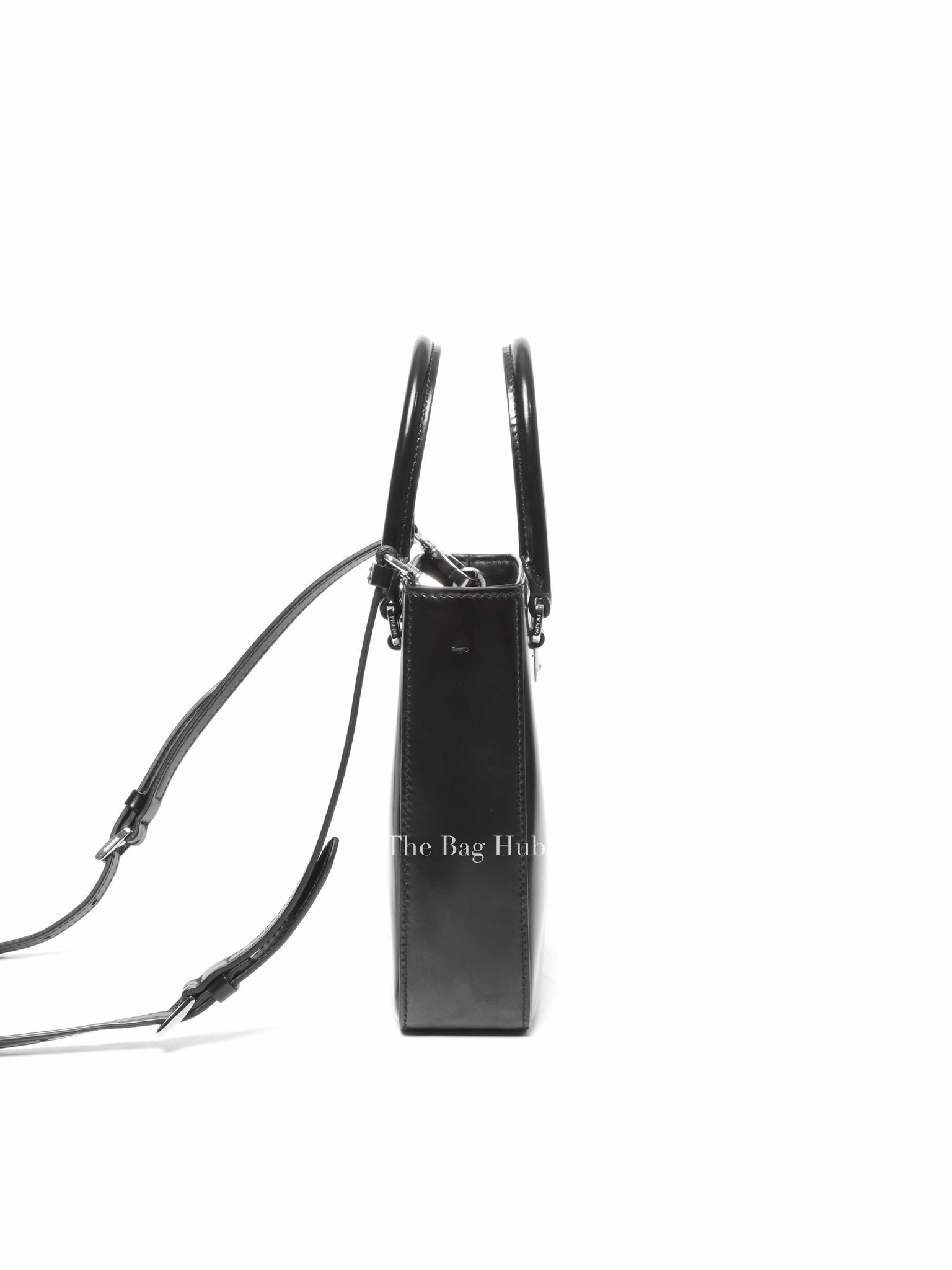Prada Black Spazzolato Leather Small Tote Shoulder Bag