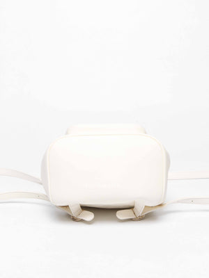 Chanel White Quilted Shiny Aged Calfskin Duma Drawstring Small Backpack