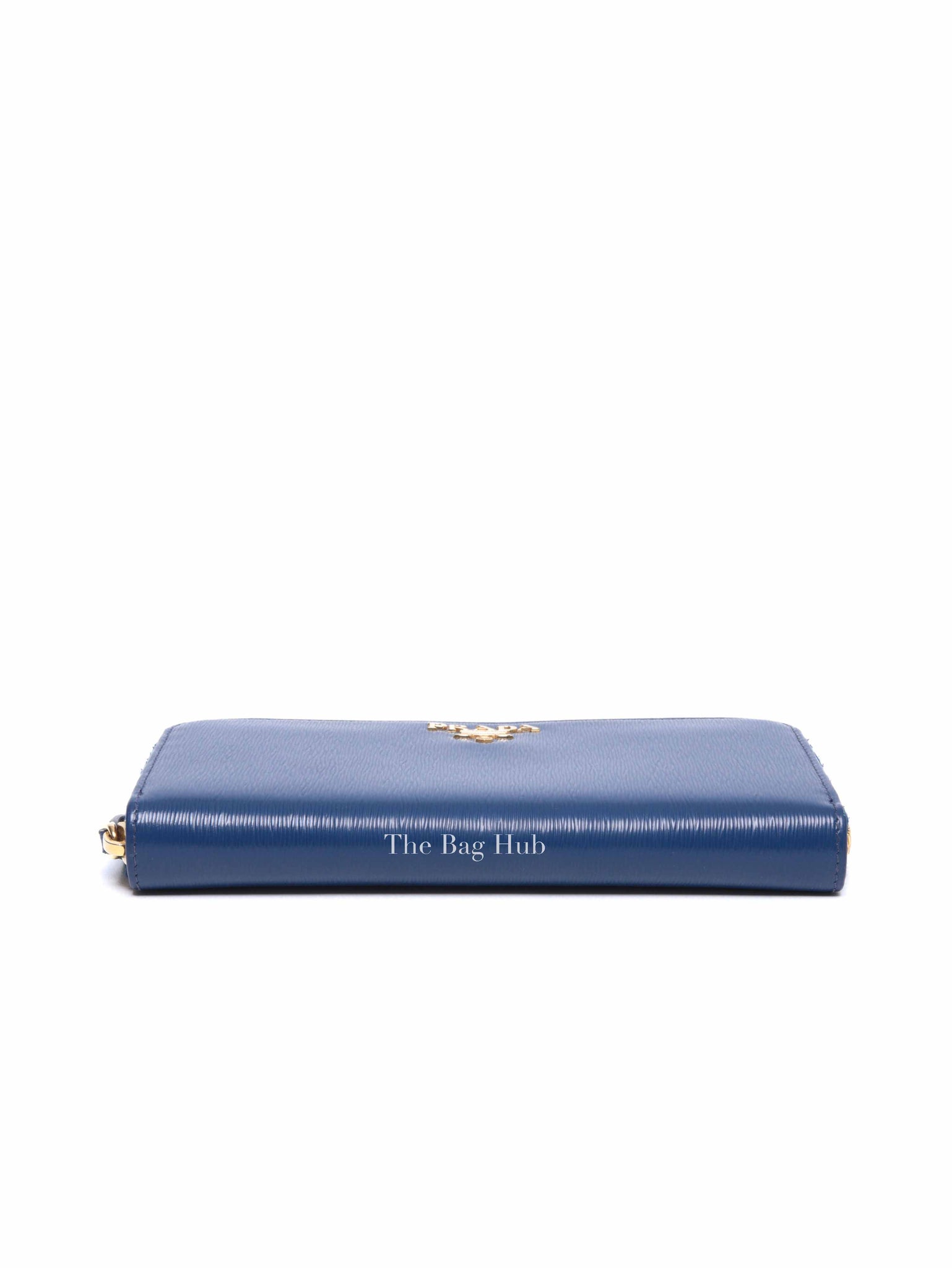 Prada Blue Vitello Move Leather Zip Around Wallet