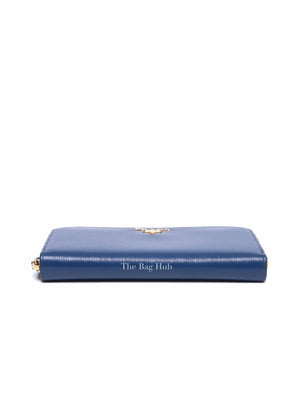 Prada Blue Vitello Move Leather Zip Around Wallet