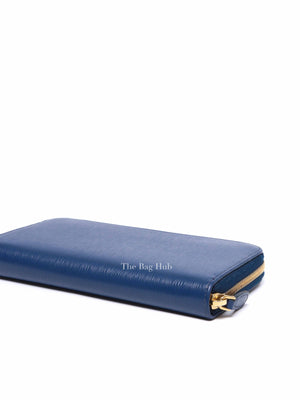 Prada Blue Vitello Move Leather Zip Around Wallet