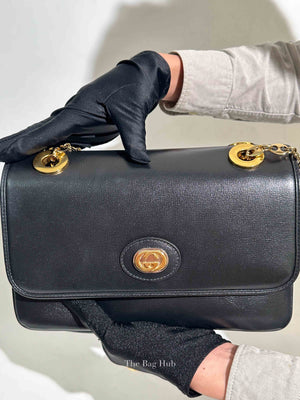 Gucci Black Leather Marina Shoulder Bag