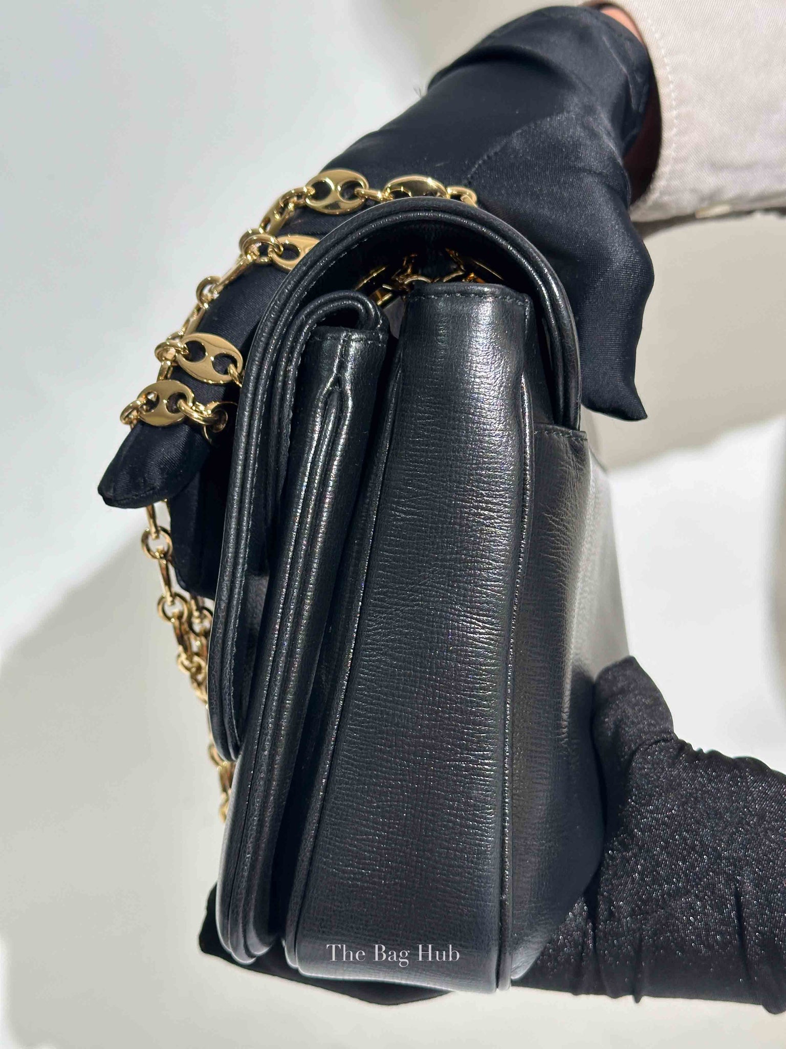Gucci Black Leather Marina Shoulder Bag
