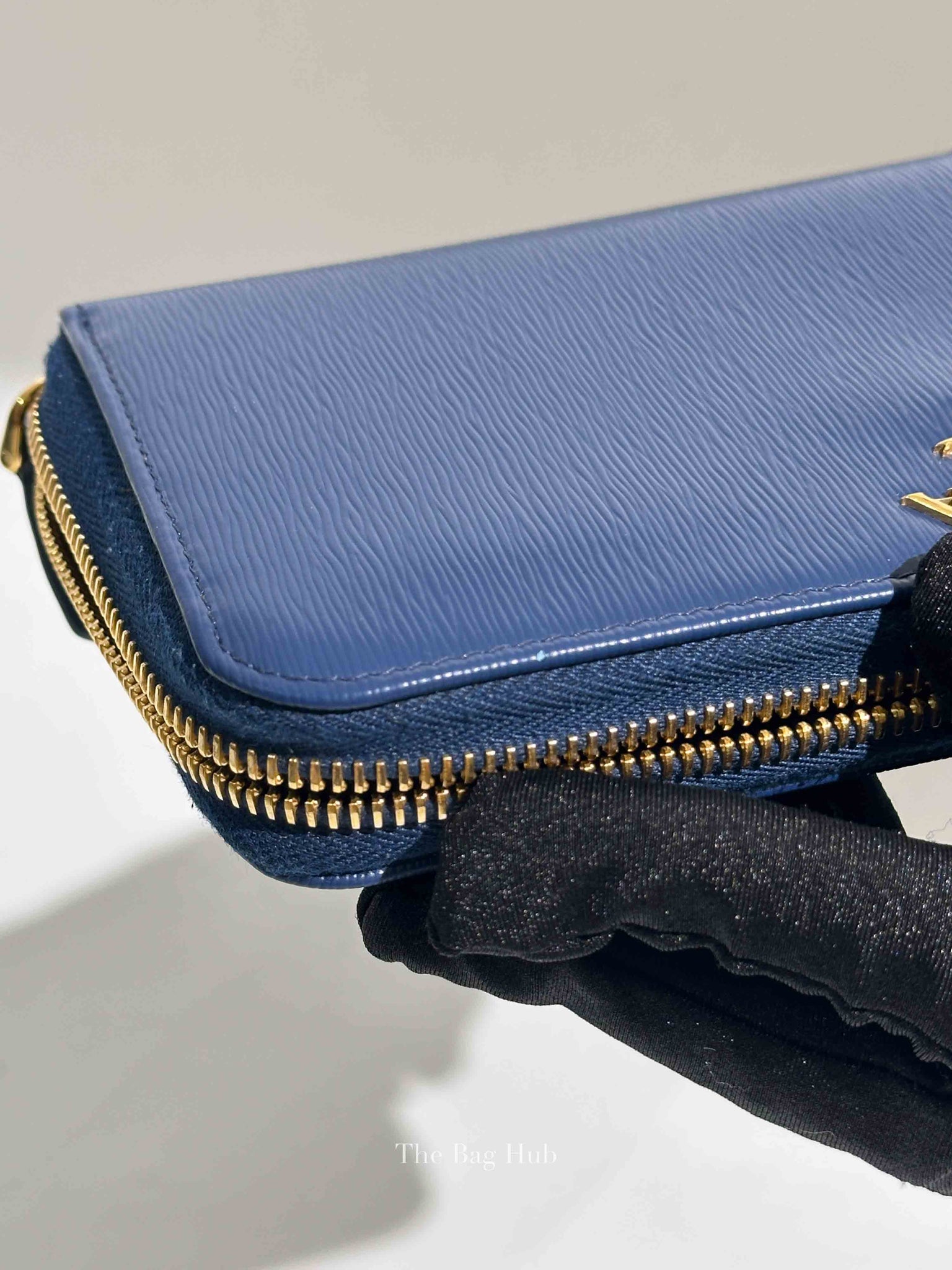 Prada Blue Vitello Move Leather Zip Around Wallet