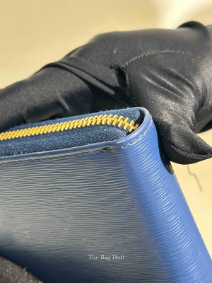 Prada Blue Vitello Move Leather Zip Around Wallet
